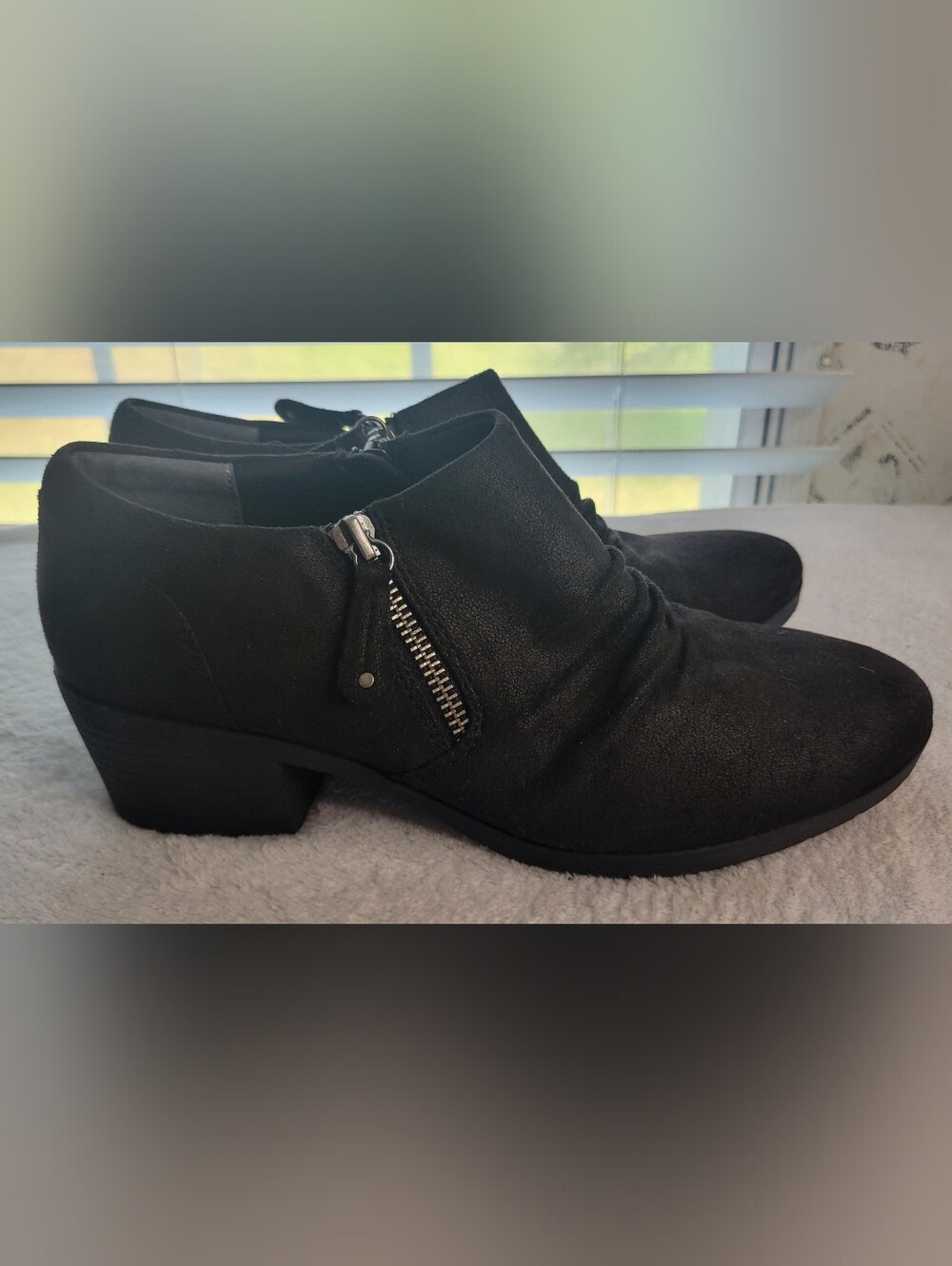 Bjorndal Black Fabric Ankle Booties with Side Zip Accent Sally Size 9 Heels Shoe
